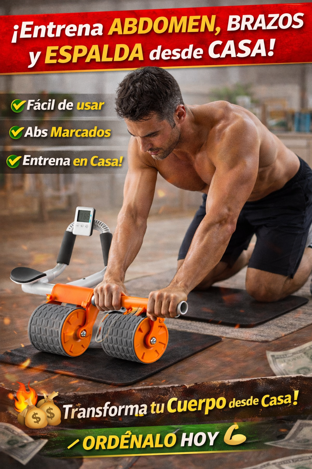 💥 Transforma tu abdomen desde casa con este rodillo fitness💪