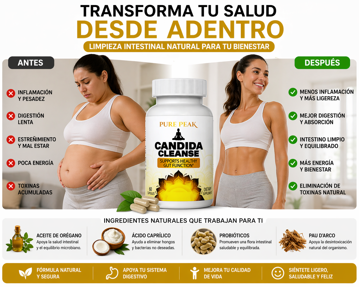 💥 Elimina la hinchazón abdominal y mejora tu digestión con Candida Cleanse!