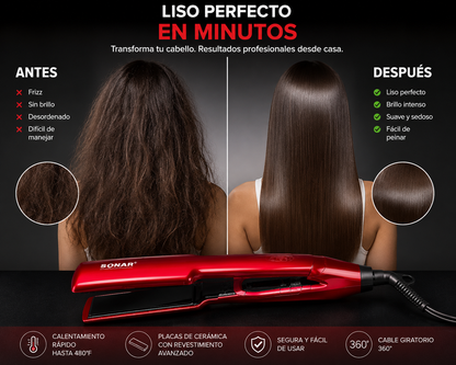 ✨ Plancha Profesional 2 en 1 SONAR – Alisa y Elimina el Frizz en Minutos ✨