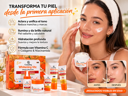 Kit Facial Vitamina C Blanqueador – Piel Más Clara, Lisa y Sin Manchas en Días ✨